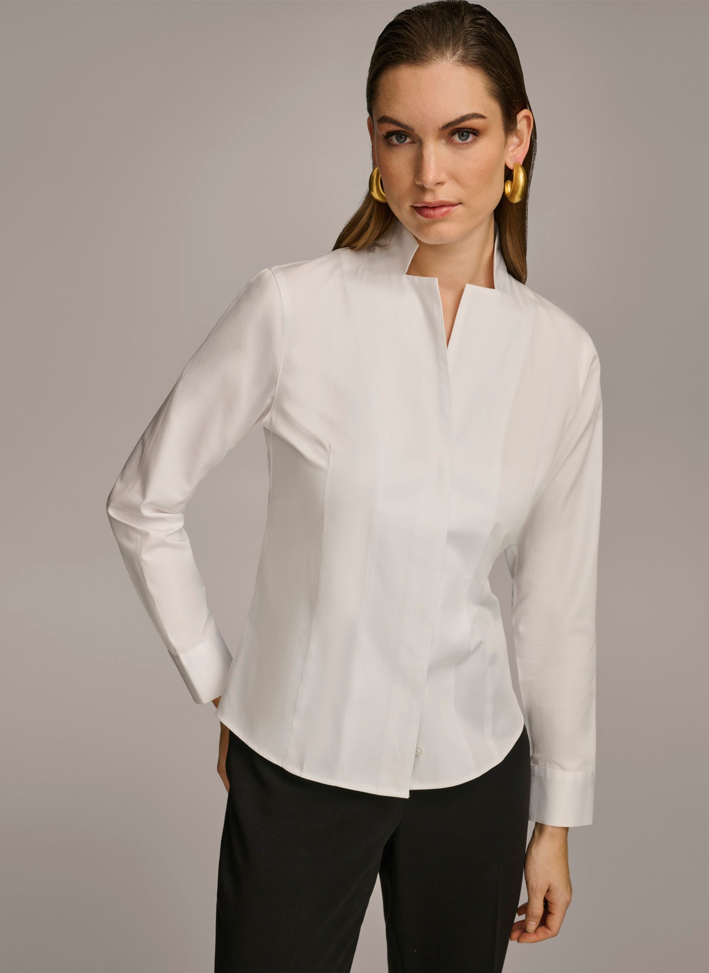 (image for) GENEROUS COTTON NOTCH COLLAR BUTTON DOWN